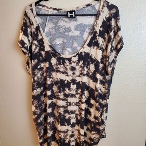 H by Bordeaux 1X Luxe Tie Dye Soft Blouse Top